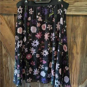 LuLaRoe Black A-Line Skirt with Floral Design